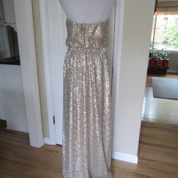 NWT $199.95 DAVID’S BRIDAL Allover Sequin Blouson Tank Bridesmaid Gold Dress 10 - Picture 6 of 11
